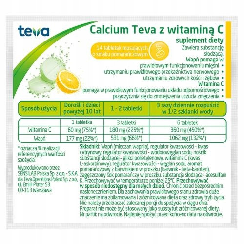  TEVA dodatak prehrani kalcij (calcium) šumeće tablete 14 kom.