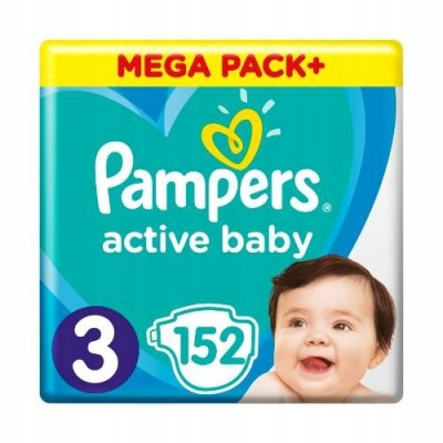  Pelene Pampers Active Baby, veličina 3, 152 komada, 6kg-10kg