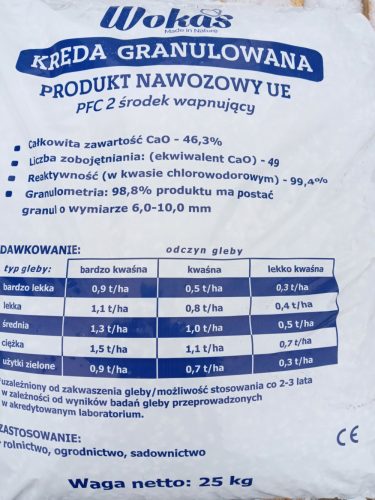  Wokas vapno gnojivo granulat 25 kg 25 l