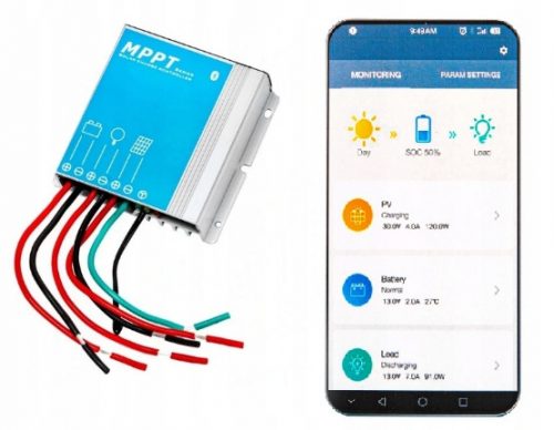  SOLARNI KONTROLER PUNJENJA 12V BLUETOOTH 10A MPPT