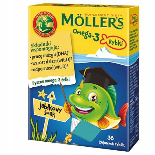  MOLLER'S Omega-3 Riblji žele s omega-3 kiselinama i vitaminom D3 za djecu Jabuka 36 komada