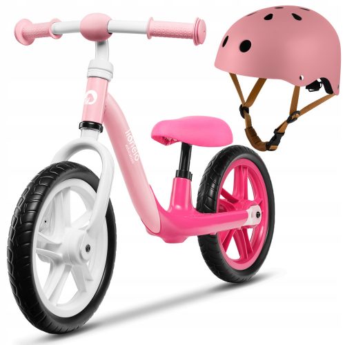  Lionelo Alex balance bike 12" White, Pink + Dječja kaciga za skuter, veličina S 50-56cm od 2 godine Lionelo Kaciga