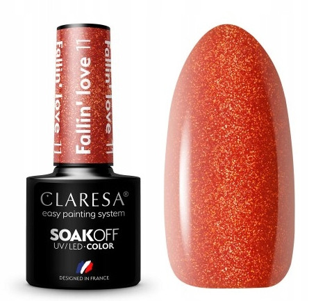  CLARESA UV/LED HYBRID POLISH GLITTER ORANGE FALLIN' LOVE 11