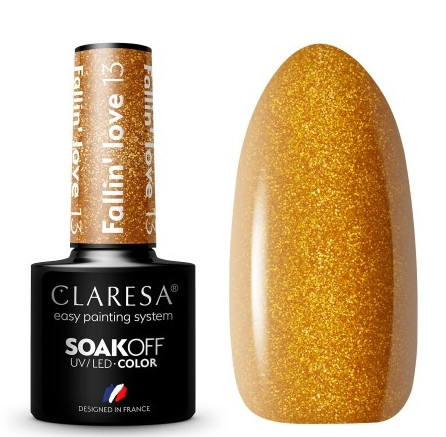  CLARESA UV/LED HYBRID POLISH GLITTER HYBRID GOLD FALLIN' LOVE 13