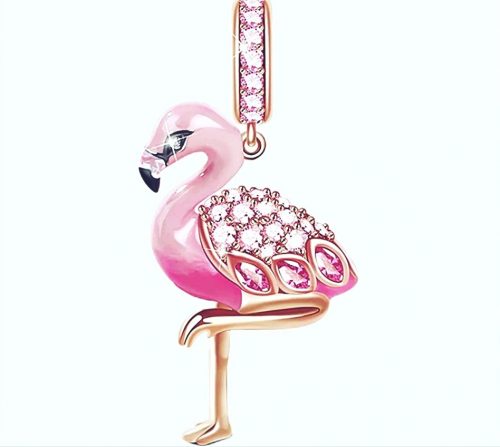  MD CHARMS privjesak ružičasti flamingo zlatne noge S925