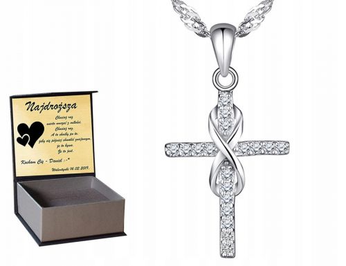  Srebrna srebrna ogrlica Swarovski Infinity Cross