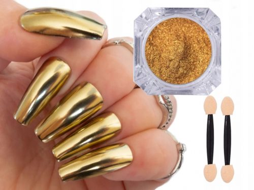  GOLD METALIC NAIL POWDER MIRROR EFFECT ZA HIBRIDE