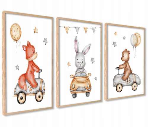  Set od 3 postera Dječje slike Fox Teddy Bear 30x40