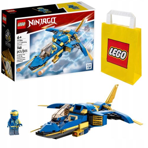  LEGO Ninjago Jayev nadzvučni mlažnjak EVO 71784 + LEGO papirnata vrećica 6315786 žuta 24x8x18 cm