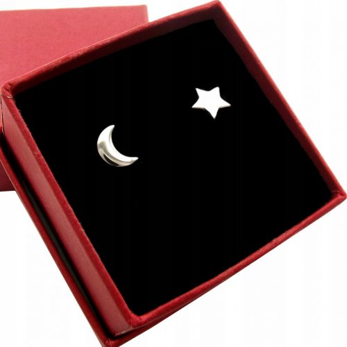  925 Silver Star Moon naušnice s nitnama