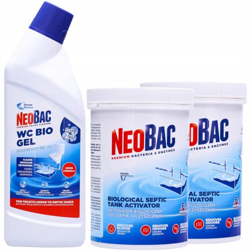  2× NeoBac pripravak za septičke jame u prahu 0,6 l 0,6 kg + NeoBac gel za čišćenje wc školjke 750 ml