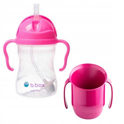  Doidy Cup siva šalica za piće s ručkama 200 ml + B.box boca slamnato siva 240 ml