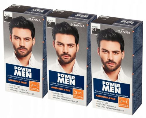  Joanna Power Men Colour Krem boja za kosu 3u1 01 Black 100g