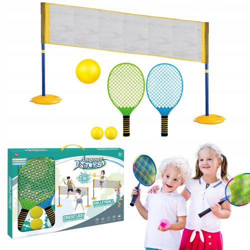 Lopta, navlaka, reket, mrežica, stupić Pami SPORTSKI SET S MREŽICOM 2U1 LOPTA ZA ODBOJKU ZA TENIS