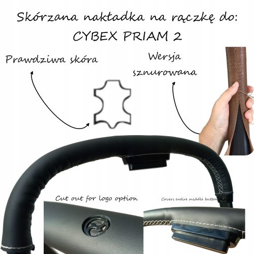  Kožna navlaka na vezanje za ručku kolica Cybex Priam 2, prava koža