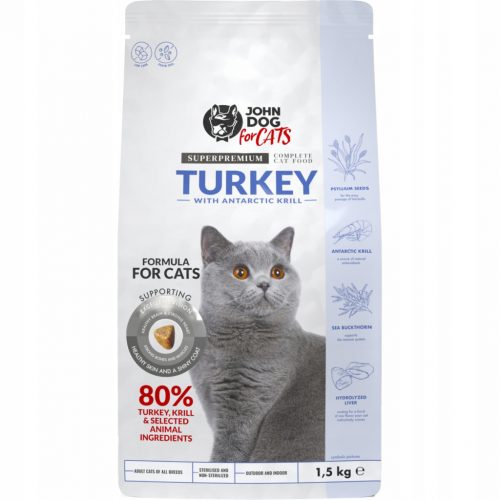  John Dog for Cats suha hrana za mačke pureći kril 1,5 kg