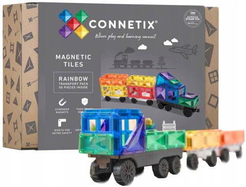  Connetix magnetni blokovi Connetix Rainbow Transport magnetni blokovi 50 komada 50 kom.