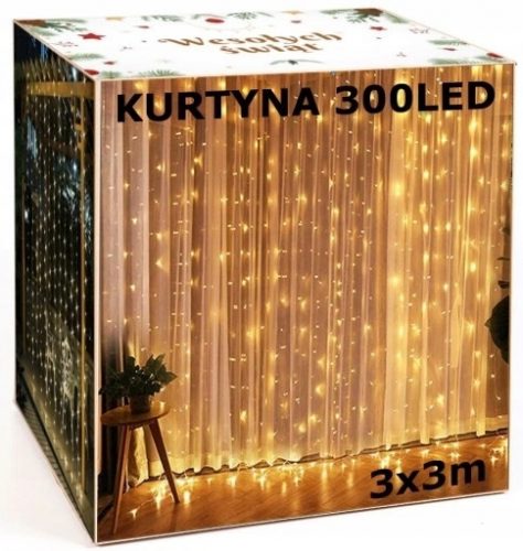  SVJETLESNA ZAVJESA 300LED LAMPE DALJINSKI GIRLAND 3x3m TOPLO BIJELA