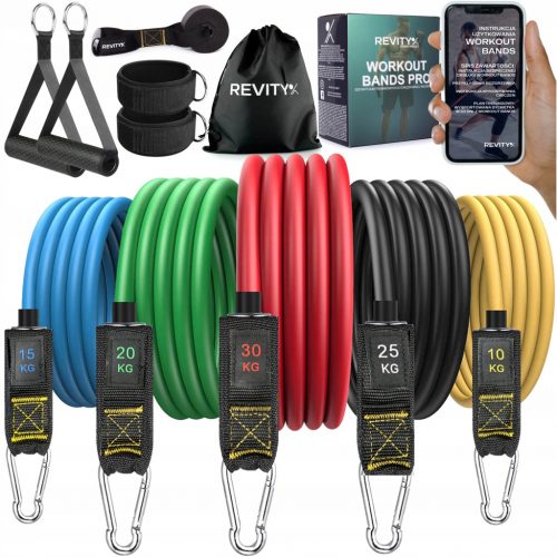  Revity Workout Bands Pro latex trake za vježbanje set 10-100 kg 5 kom.