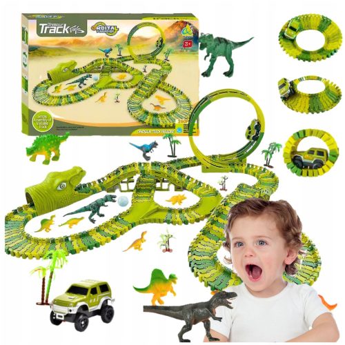  MEGA RACE TRACK XXXL DINOSAUR DINO PARK FIGURICE TREX AUTO LOOP 260 ELEM.