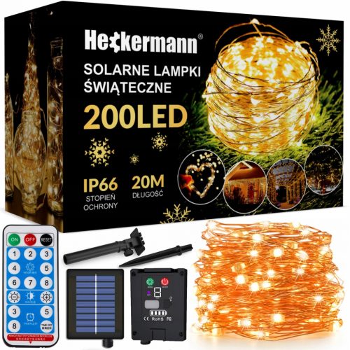  GIRLAND ŽIČANE LAMPE TOPLO BIJELO SVJETLO IP66 SOLAR 20m 200 LED