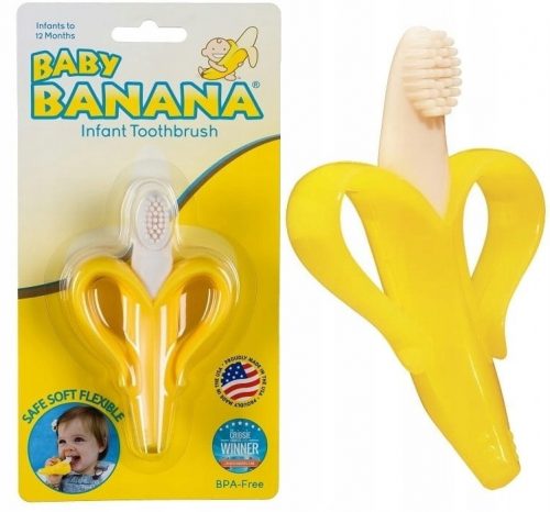  Baby Banana ortodontski glodalica, silikon, nijanse žute i zlatne