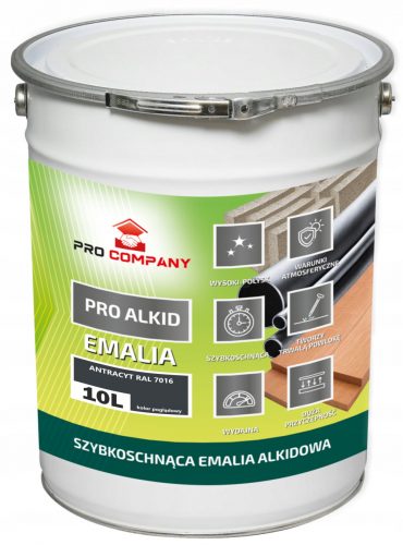  PRO ALKID Brzosušeći alkidni emajl 10l antracit RAL 7016