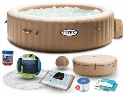 Vrtna hidromasažna kada - Intex Pure-Spa jacuzzi na napuhavanje 28428 krem 1098 l okrugli