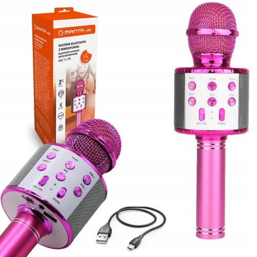  Karaoke Mikrofon Igračka za djecu sa zvučnikom ECHO Manta Bluetooth Pink