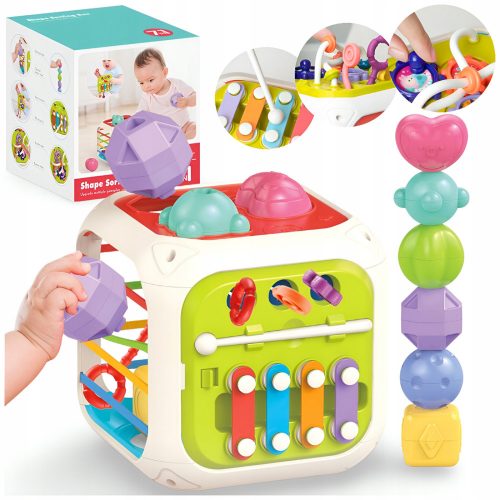  BLOK SORTER GUMICE ELASTIČNE MULTI MONTESSORI SENSORY CUB 7u1