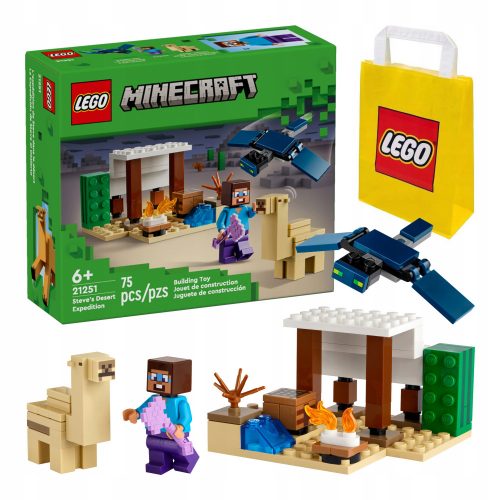  LEGO Minecraft 21251 Steveova pustinjska ekspedicija + LEGO papirnata vrećica 6315786 žuta 24x8x18 cm