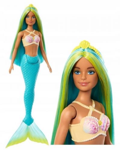  BARBIE LUTKA SIRENA, tirkizni rep, tirkizna i žuta kosa HRR03