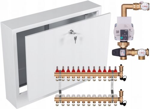  Mesingani razdjelnik za podno grijanje 12 sa WILO PUMPOM + NADŽIDNA KUTIJA