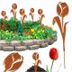  Čelični buket cvijeća tulipana, ukrasne trave, Corten efekt 25 cm x 70 cm