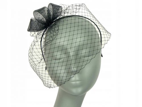  VEČERNJI FASCINATOR, UKRASNA TRAKA ZA GLAVU S VELOM - crna