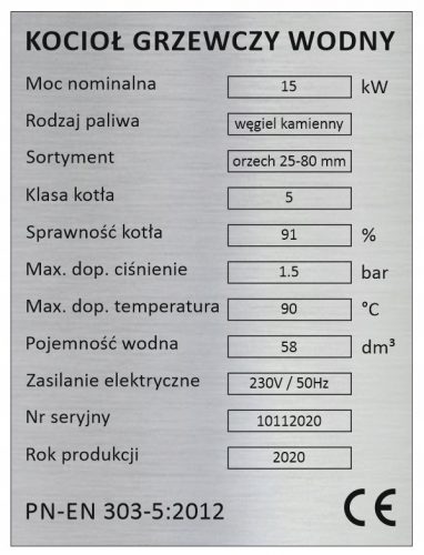 Peć na drva, eko grašak, kameni ugljen 15 kW