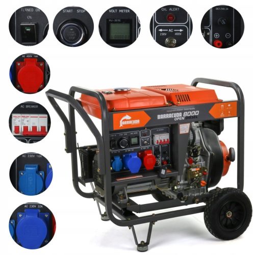  Prijenosni trofazni generator Barracuda 8000 W, dizel