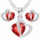  Set ogrlice i naušnica Srebrni nitni Red Crystal Hearts S925