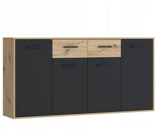  Komoda Furniture Design JAKKI241M7 163 x 35 x 88 cm crna, obrtnički hrast