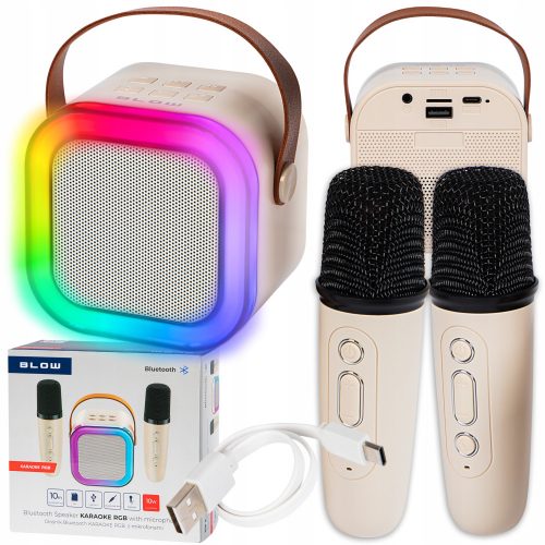  PRIJENOSNI BLUETOOTH ZVUČNIK KARAOKE RGB 2 MIKROFONA USB SD MINI JACK + KORISNIČKI PRIRUČNIK PUHAČ