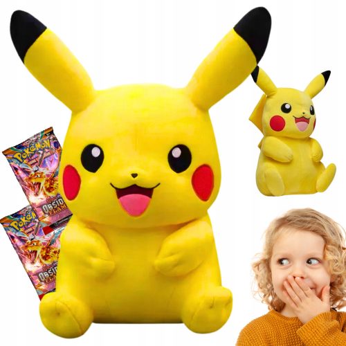  PIKACHU Pikachu Pokemon Mascot LARGE XL 40 cm + Pokemon kartice OBSIDIAN FLAMES 1 vrećica od 10 karata