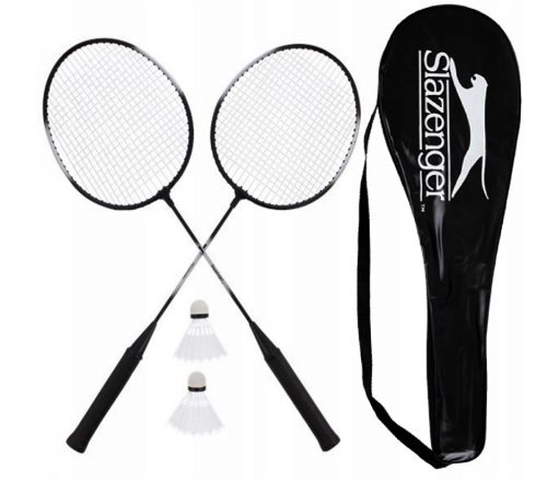 SET REKETA ZA BADMINTON, CRNI, ČVRSTI NAVLAKA, 2 CRNE POLICE