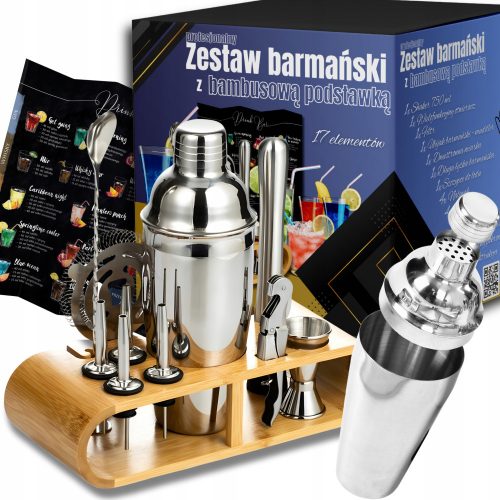  PROFESIONALNI BARMAN SET ZA DRINKS SHAKER 17 ELEMENATA + GRATIS