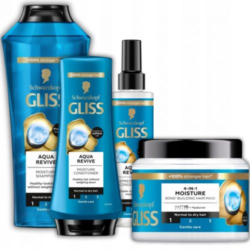  Gliss Aqua Revive šampon maska regenerator za suhu i normalnu kosu 4 kom