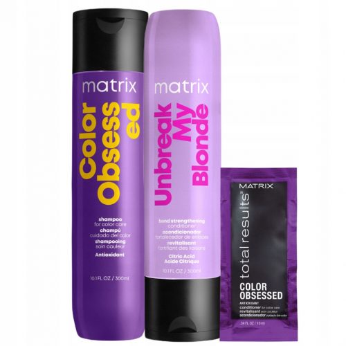  Matrix Set Color Obsessed + Unbreak My Blonde: šampon, regenerator 300 ml