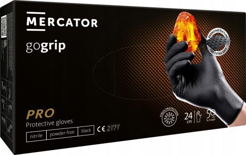  Mercator Medical GO GRIP BLACK EXTRA STRONG rukavice veličina 9 - L 25 pari