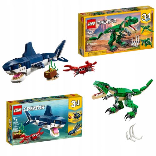  LEGO Creator 3 u 1 31058 Moćni dinosauri + LEGO Creator 3 u 1 31088 Morska stvorenja