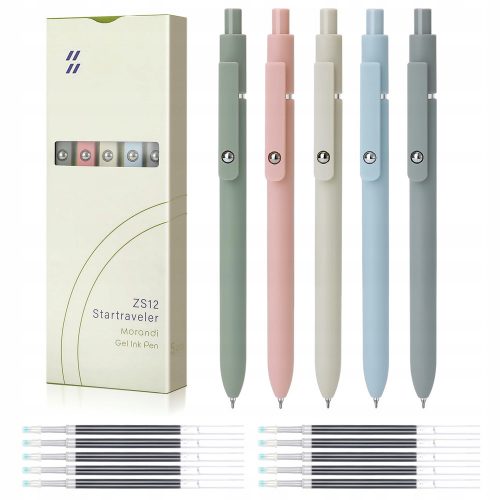  5 x Automatic Clicker Pens SET Gel olovke + 10 punjenja CRNE