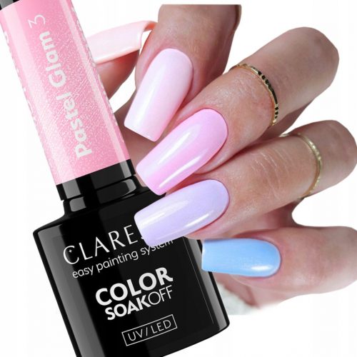  CLARESA PASTEL GLAM 3 HYBRID LAK ZA NOKTE HYBRID PASTELNO ROZA S PARKAMA