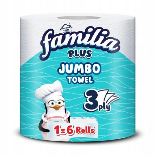  Izdržljivi, jednokratni jumbo papirnati ručnik 1=6 velikih rola FAMILIA